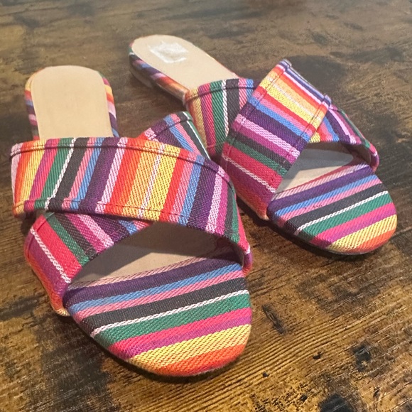 J. Crew Cora Multicolored Criss Cross Slide Sandal - Picture 5 of 10